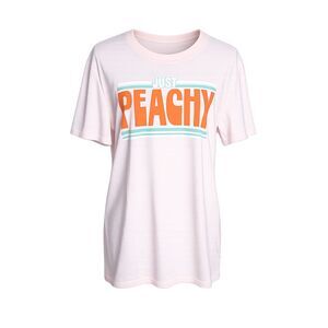 JUST PEACHY CASUAL EVERYDAY WEAR RETRO INSPIRED POSITIVE VIBE GRAPHIC TEE LARGE